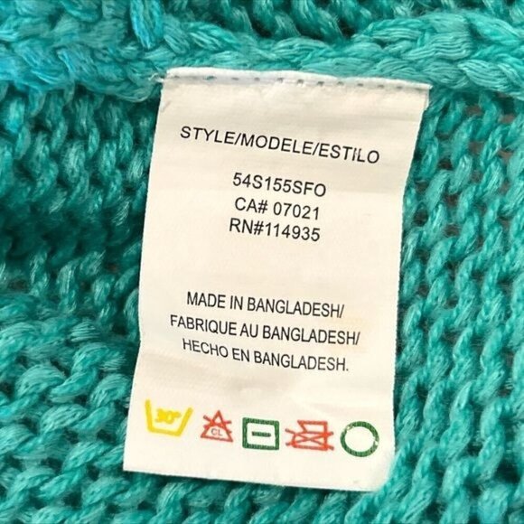 RD Style Women's Teal Crew Neck Split Hem Chunky Sweater Plus Size 2X NWT - Picture 5 of 6